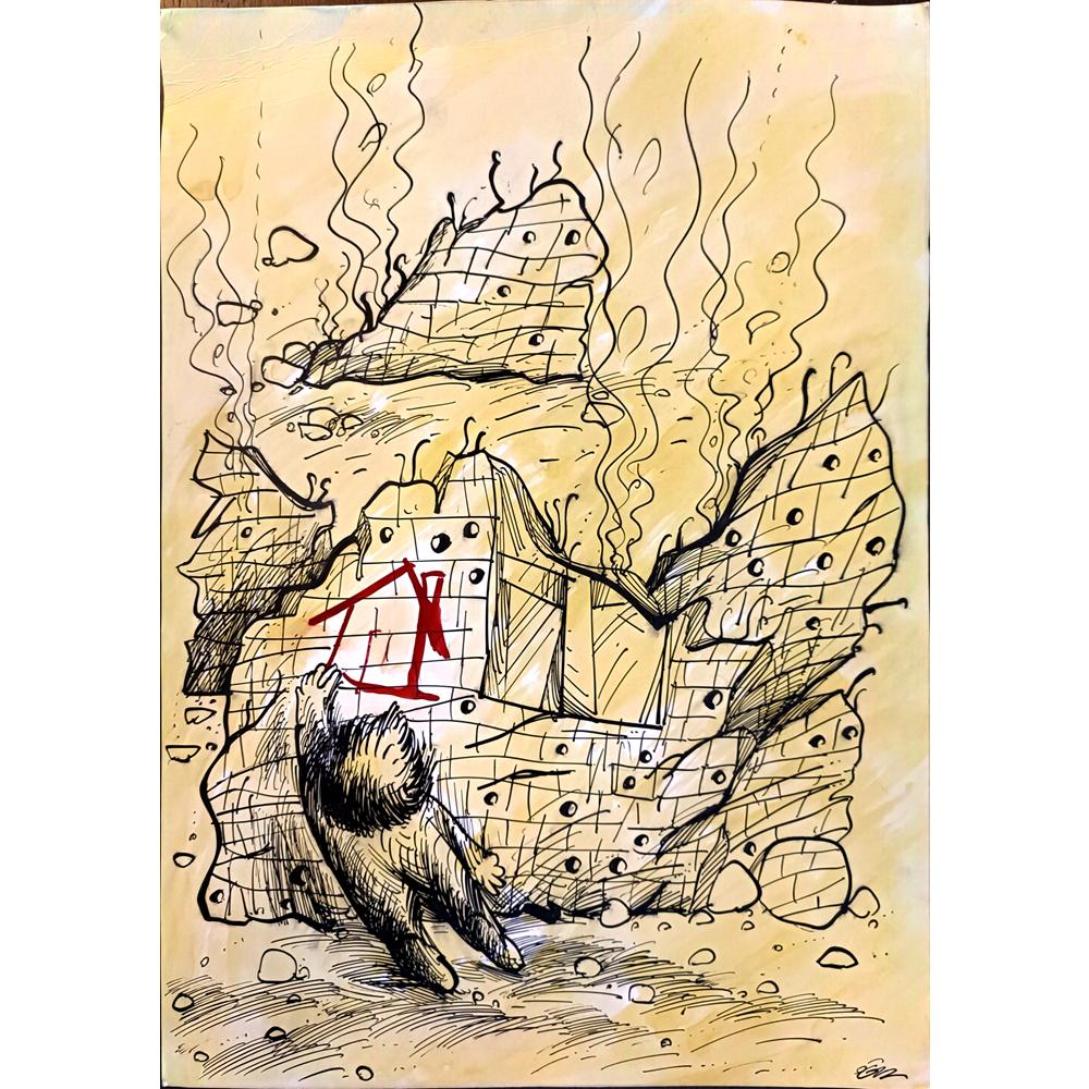 Oğuz Gürel 43x30cm Orijinal Karikatür BOD04437