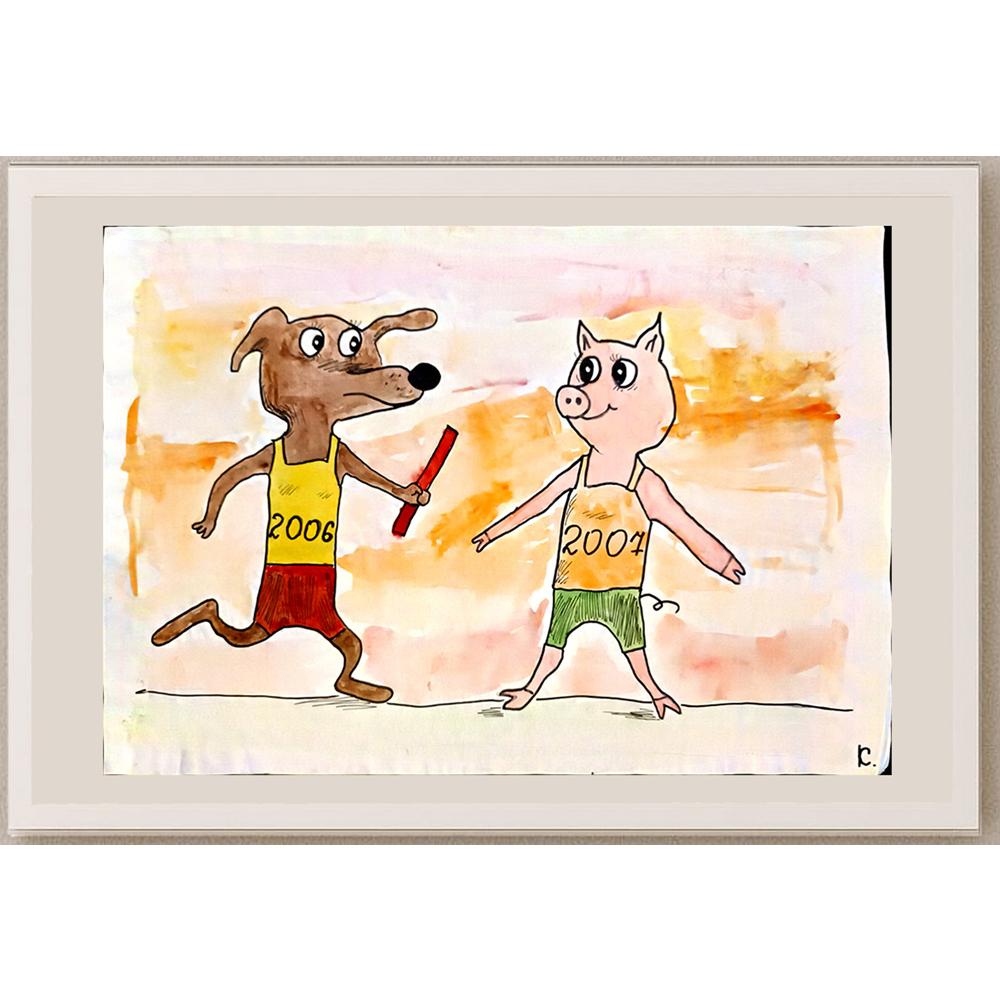 Sergeeva Kat 43x30cm Orijinal Karikatür BOD04502