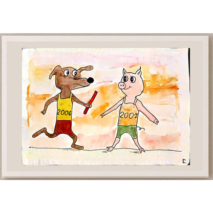 Sergeeva Kat 43x30cm Orijinal Karikatür BOD04502