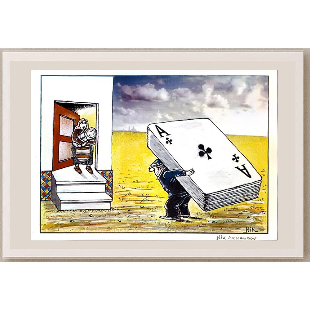Nik Arnandov 35x25cm Orijinal Karikatür BOD04556
