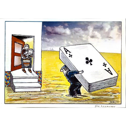 Nik Arnandov 35x25cm Orijinal Karikatür BOD04556