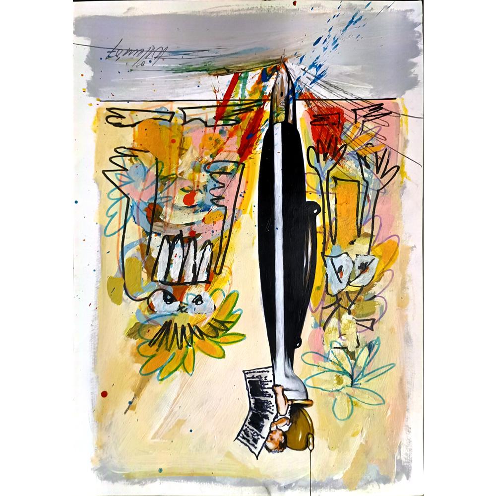 Willem Rasing 43x30cm Orijinal Karikatür BOD04561