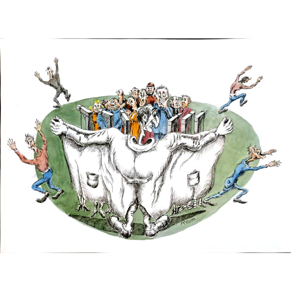Romanov Vladimir 39x30cm Orijinal Karikatür BOD04655