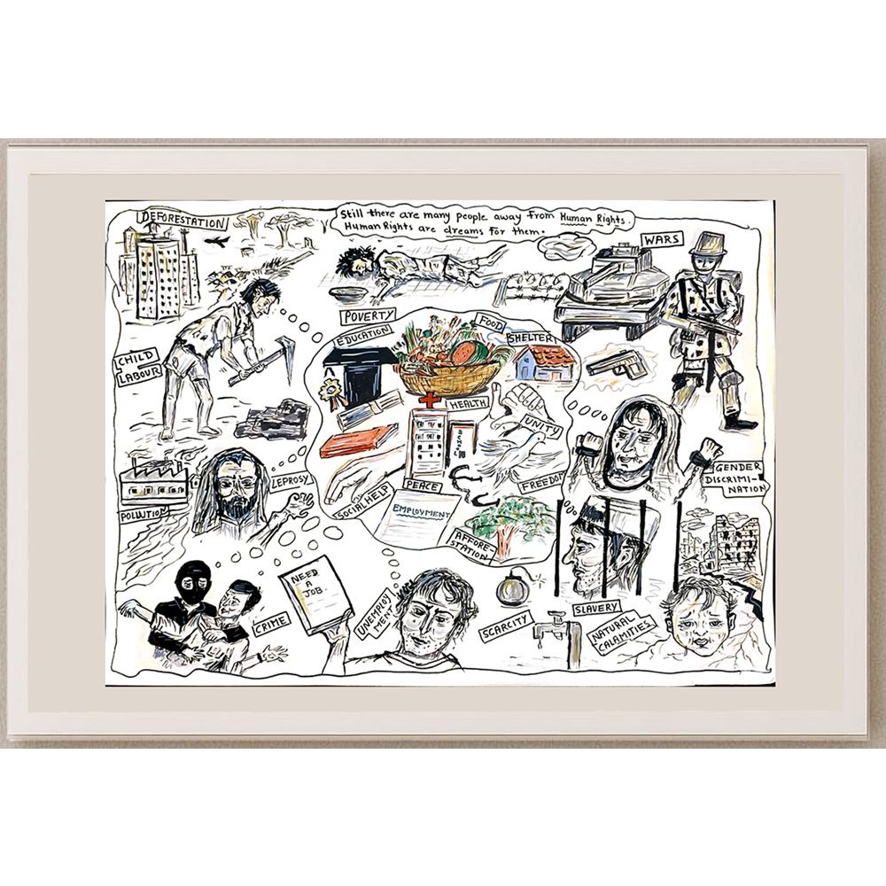 Gauti Minde 39x33cm Orijinal Karikatür BOD04660