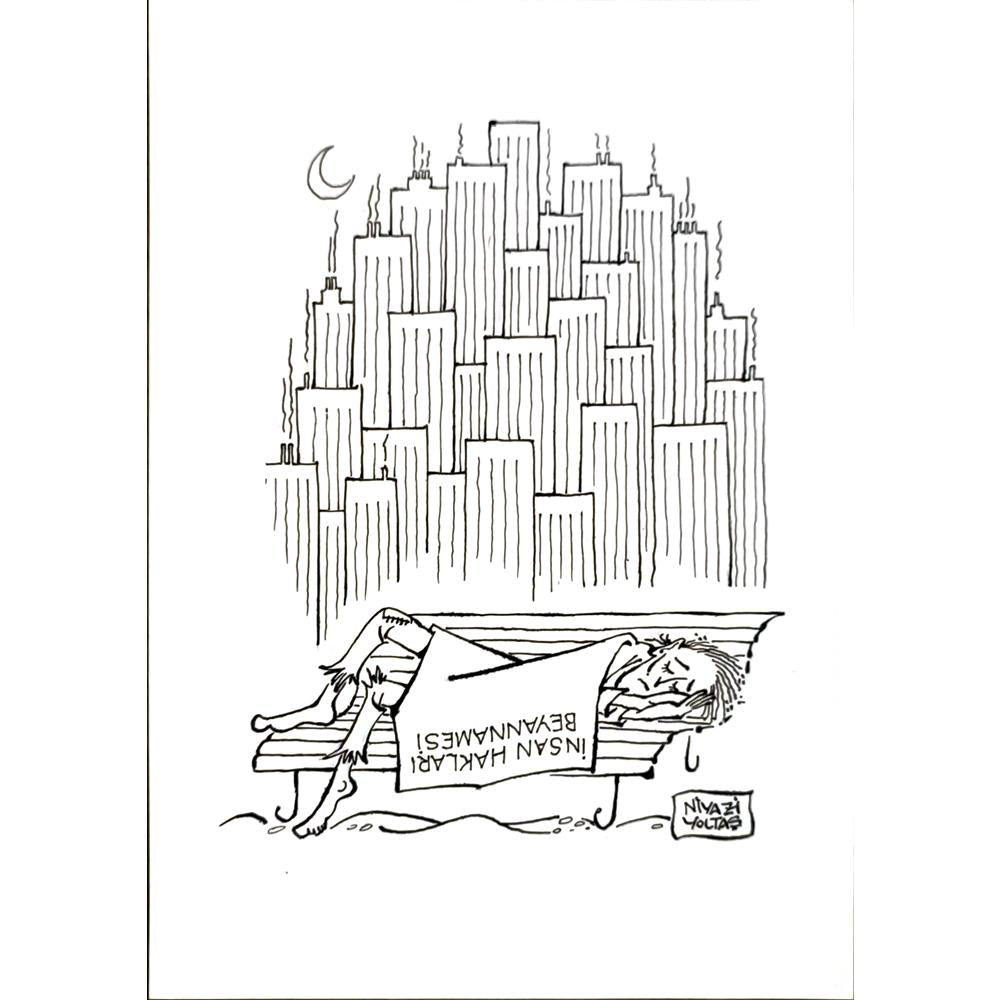 Niyazi Yoltaş 25x17cm Orijinal Karikatür BOD04690