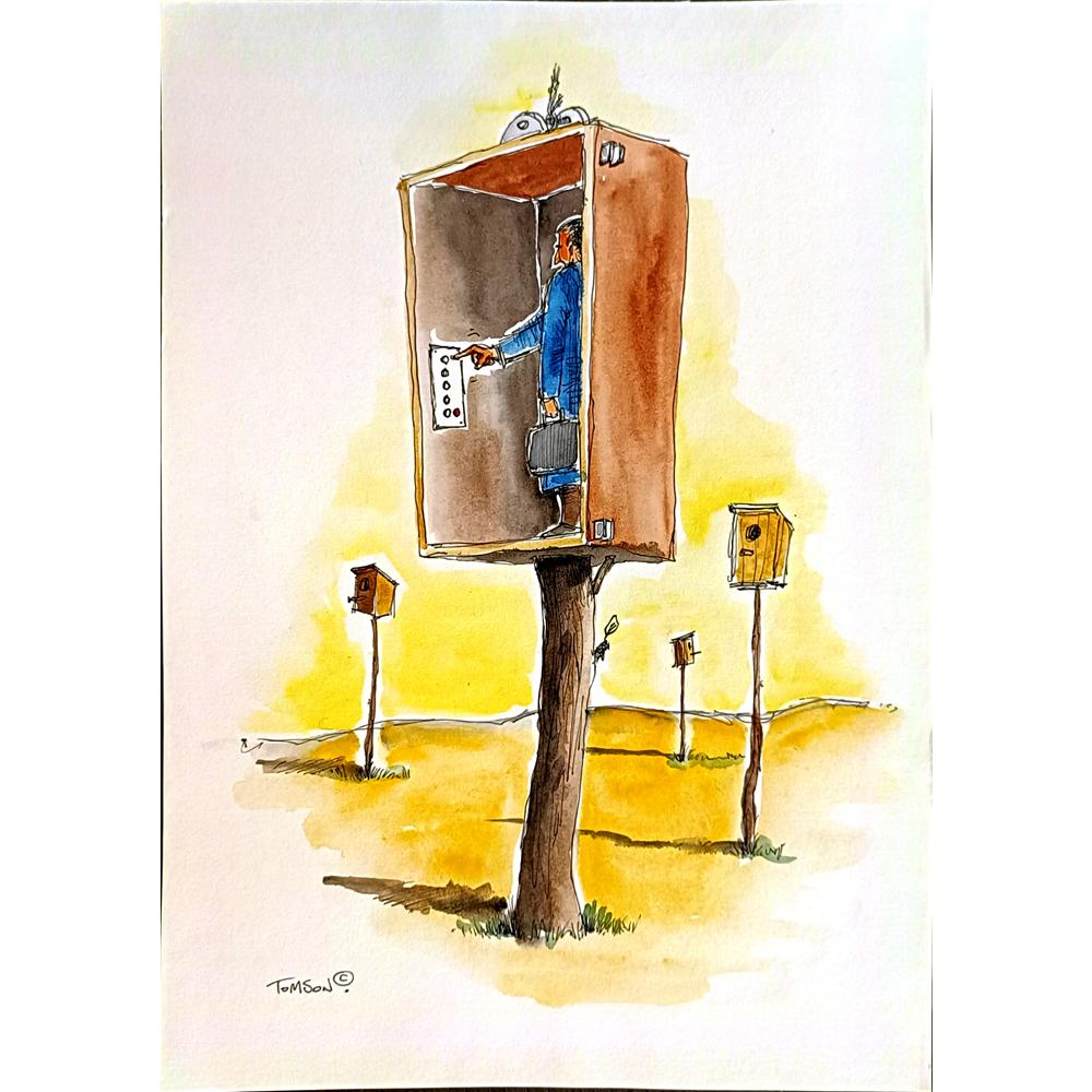 Tomek Woloszyn 30x24cm Orijinal Karikatür BOD04875