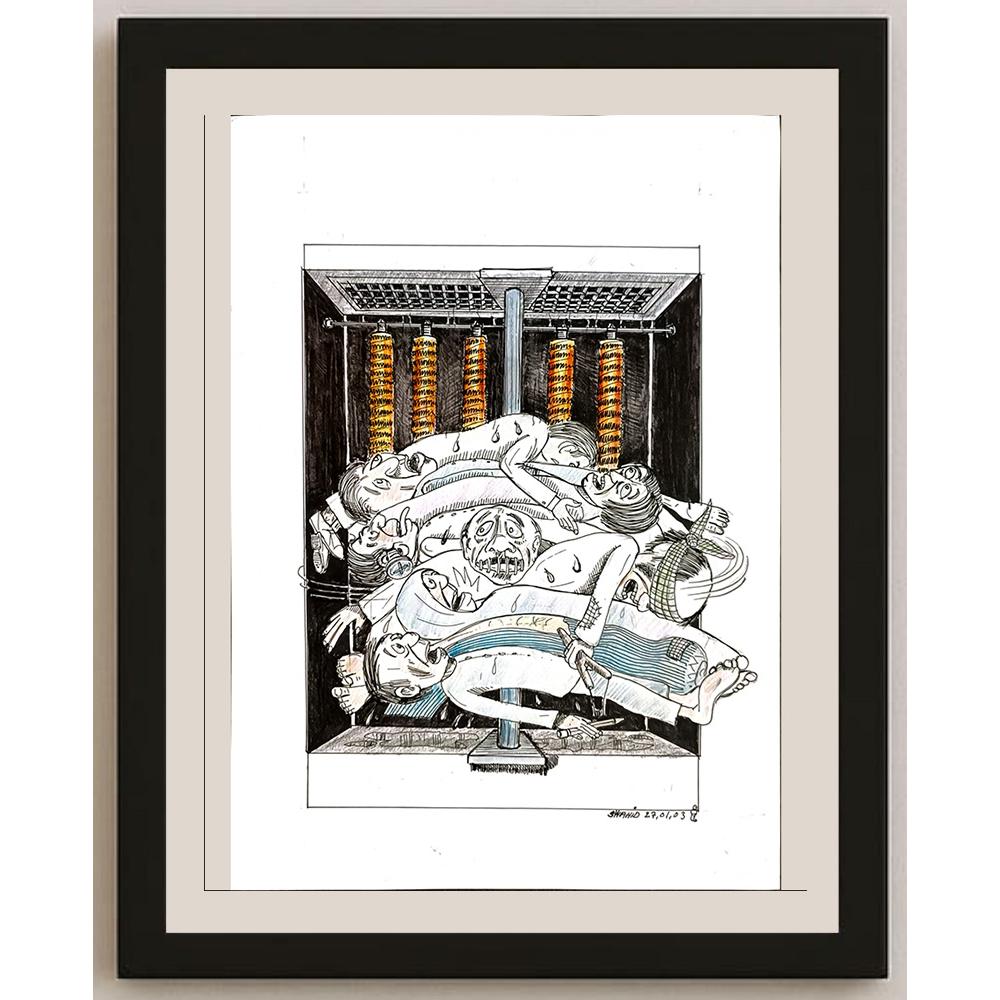 Shadid Atiqullah 29x21cm Orijinal Karikatür BOD04905