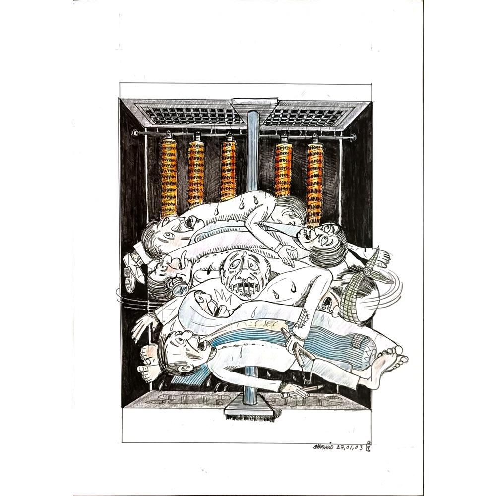 Shadid Atiqullah 29x21cm Orijinal Karikatür BOD04905