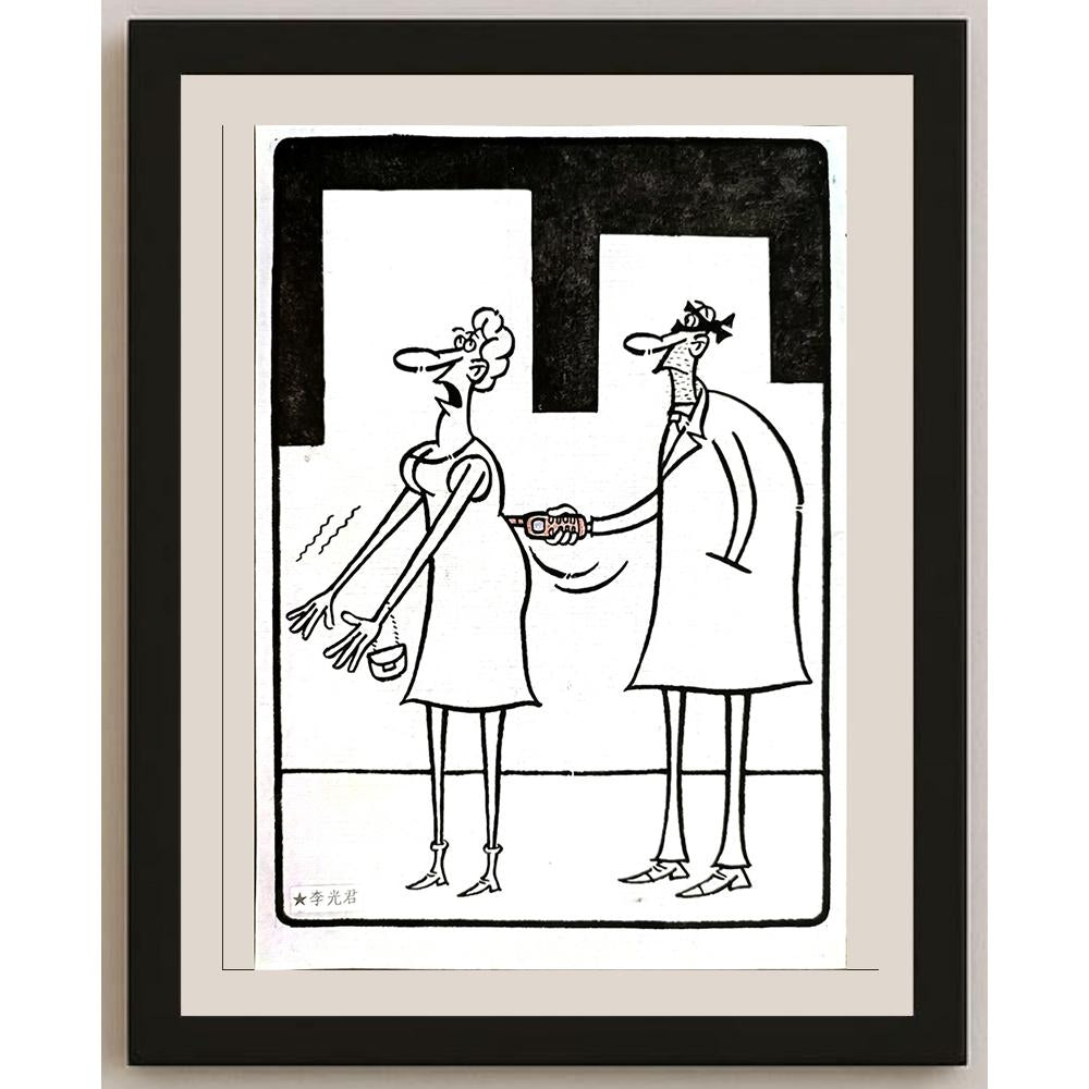 Li Guangjun 27x19cm Orijinal Karikatür BOD04907