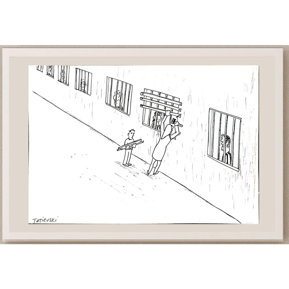 Michael Tetievski 29x21cm Orijinal Karikatür BOD04912