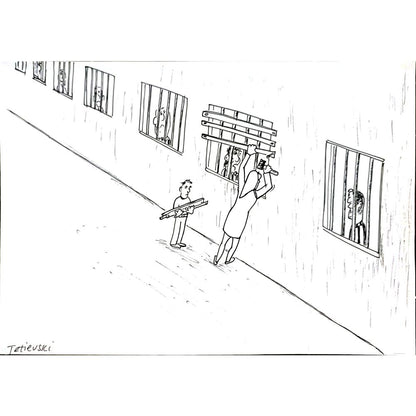 Michael Tetievski 29x21cm Orijinal Karikatür BOD04912