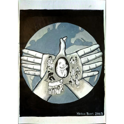 Mario Ruben Rivas 29x21cm Orijinal Karikatür BOD04928