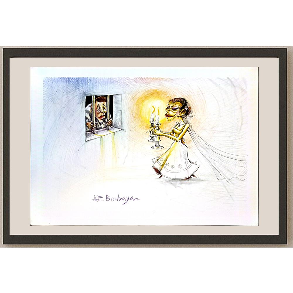 Boubaya Ali Faiz 29x21cm Orijinal Karikatür BOD04950