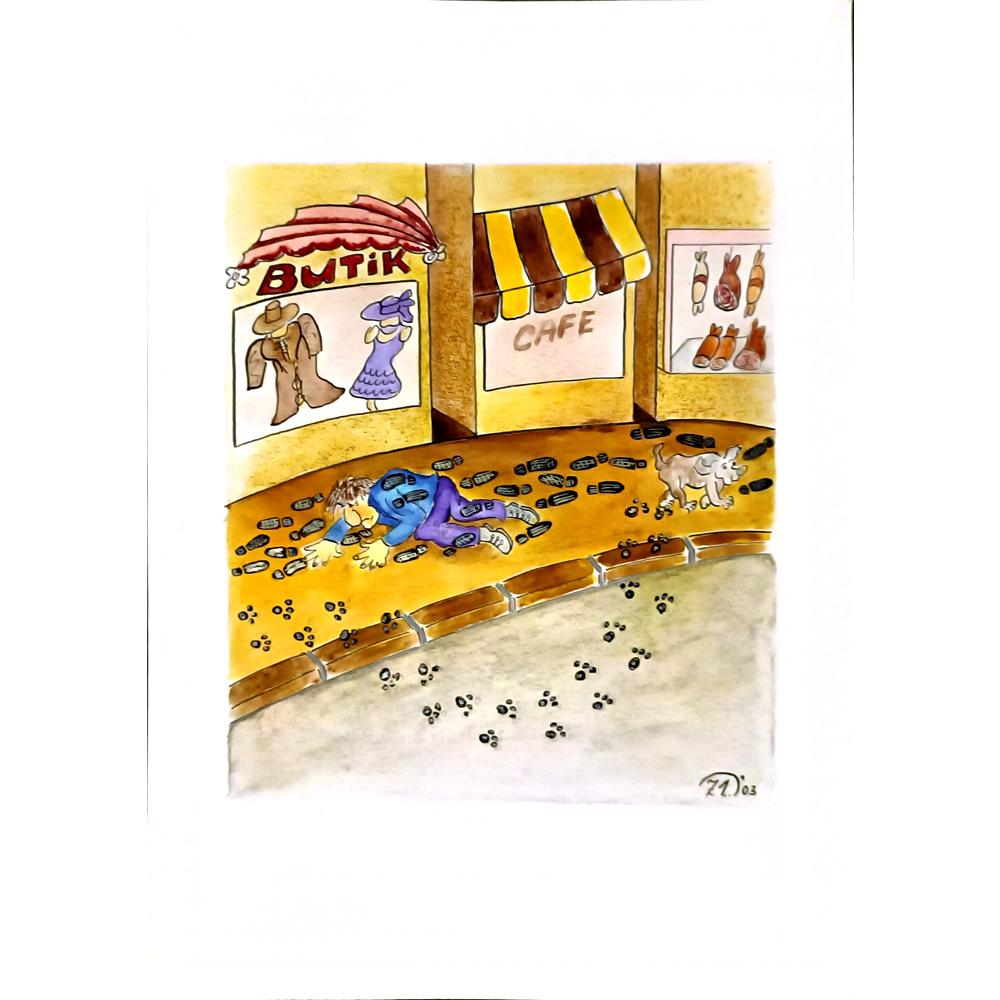 Zidarov Veselin 29x21cm Orijinal Karikatür BOD04969