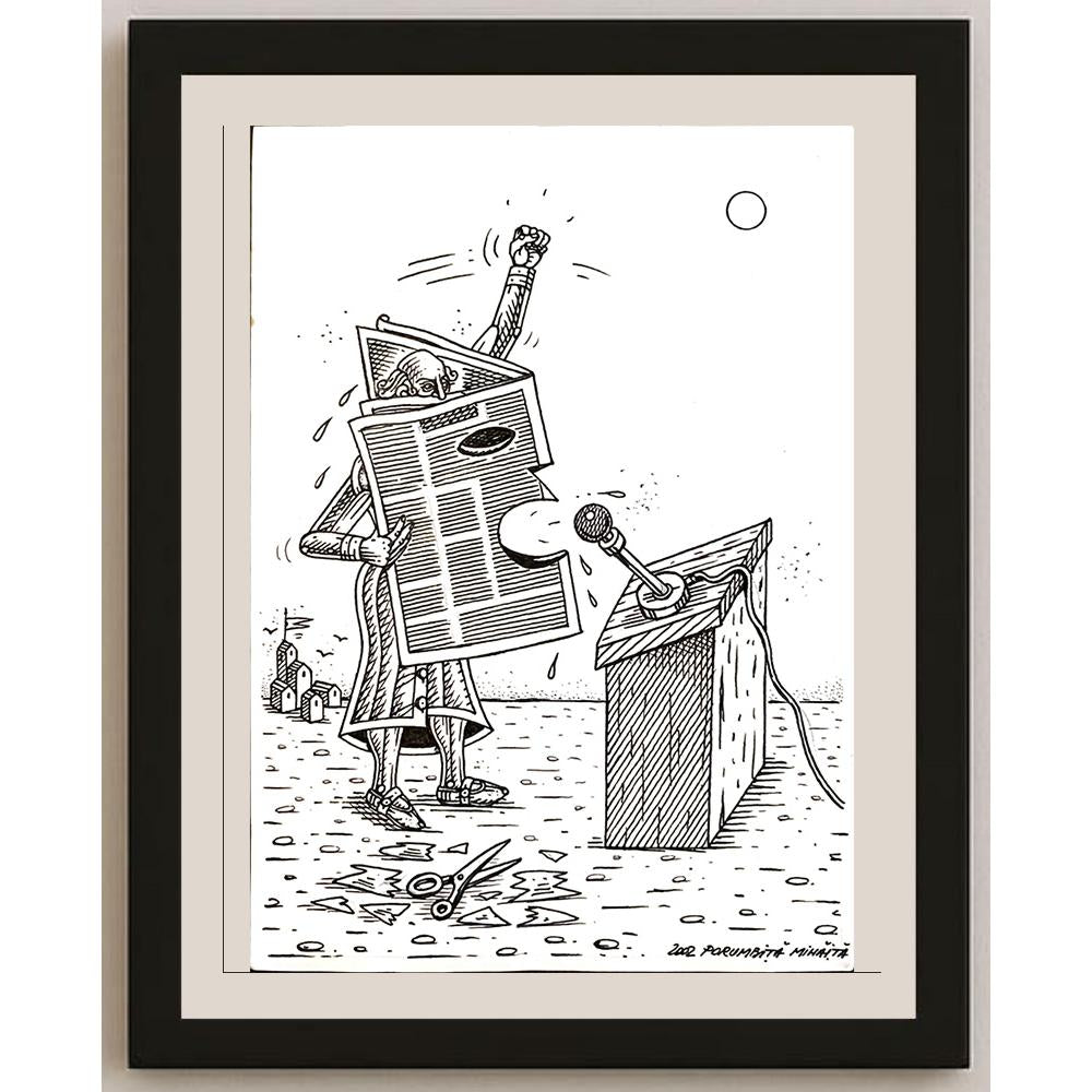 Porumbita Mihaita 29x21cm Orijinal Karikatür BOD04990