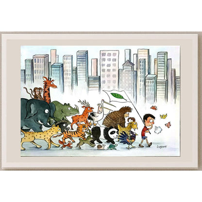 Liang Junqi 29x21cm Orijinal Karikatür BOD05149