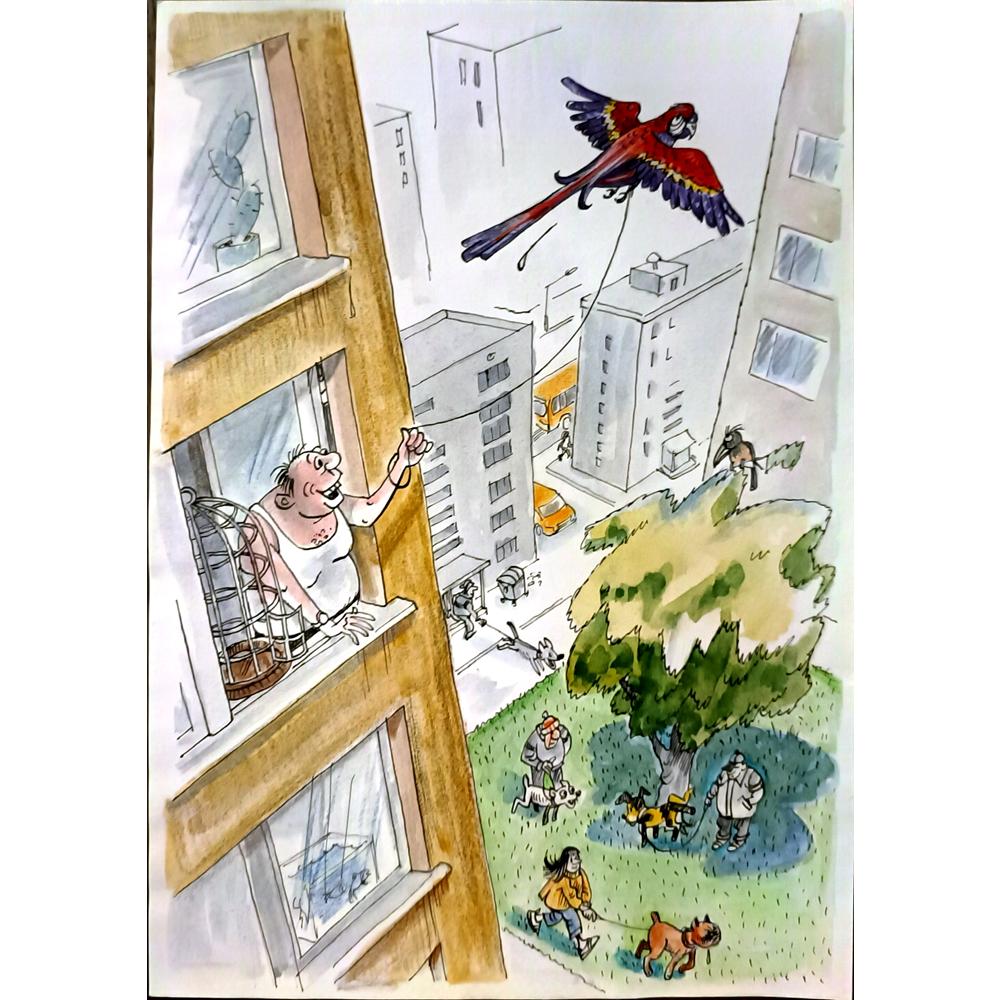 Valeriy Chmyriov 29x21cm Orijinal Karikatür BOD05160