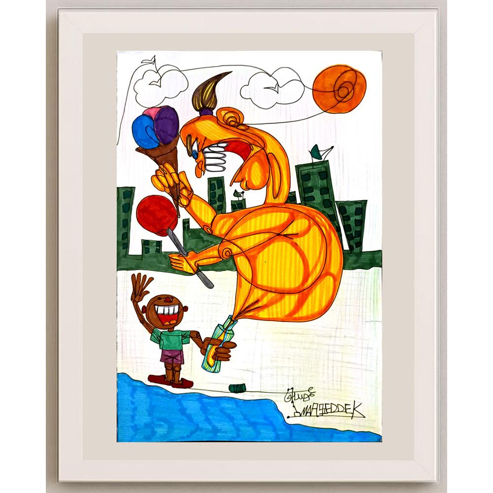 Omay Seddek Mostafa 29x21cm Orijinal Karikatür BOD05204