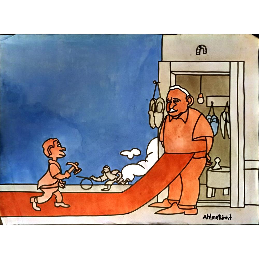 Ahmet Akkoca 29x21cm Orijinal Karikatür BOD05220