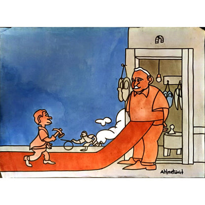 Ahmet Akkoca 29x21cm Orijinal Karikatür BOD05220