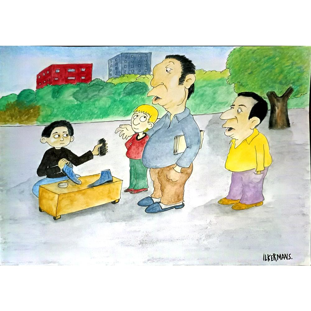 İler Mansuroğlu 29x21cm Orijinal Karikatür BOD05223