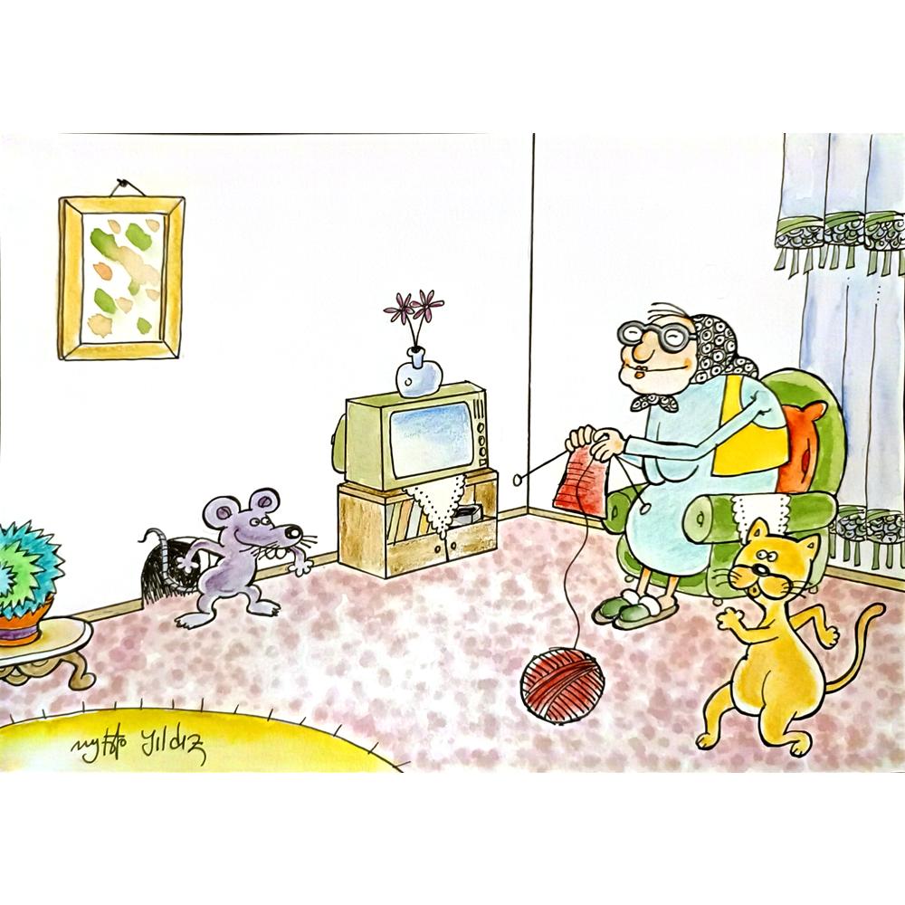 Mustafa Yıldız 29x21cm Orijinal Karikatür BOD05224