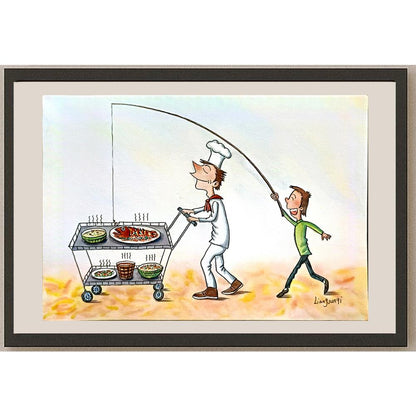 Liang Junqi 29x21cm Orijinal Karikatür BOD05253