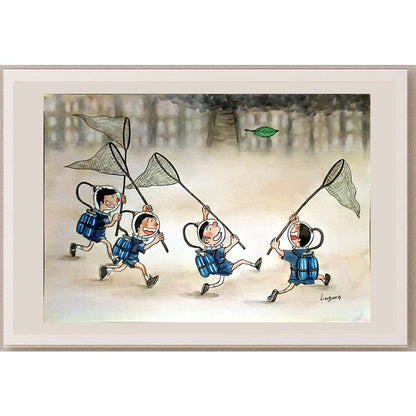 Liang Junqi 29x21cm Orijinal Karikatür BOD05254
