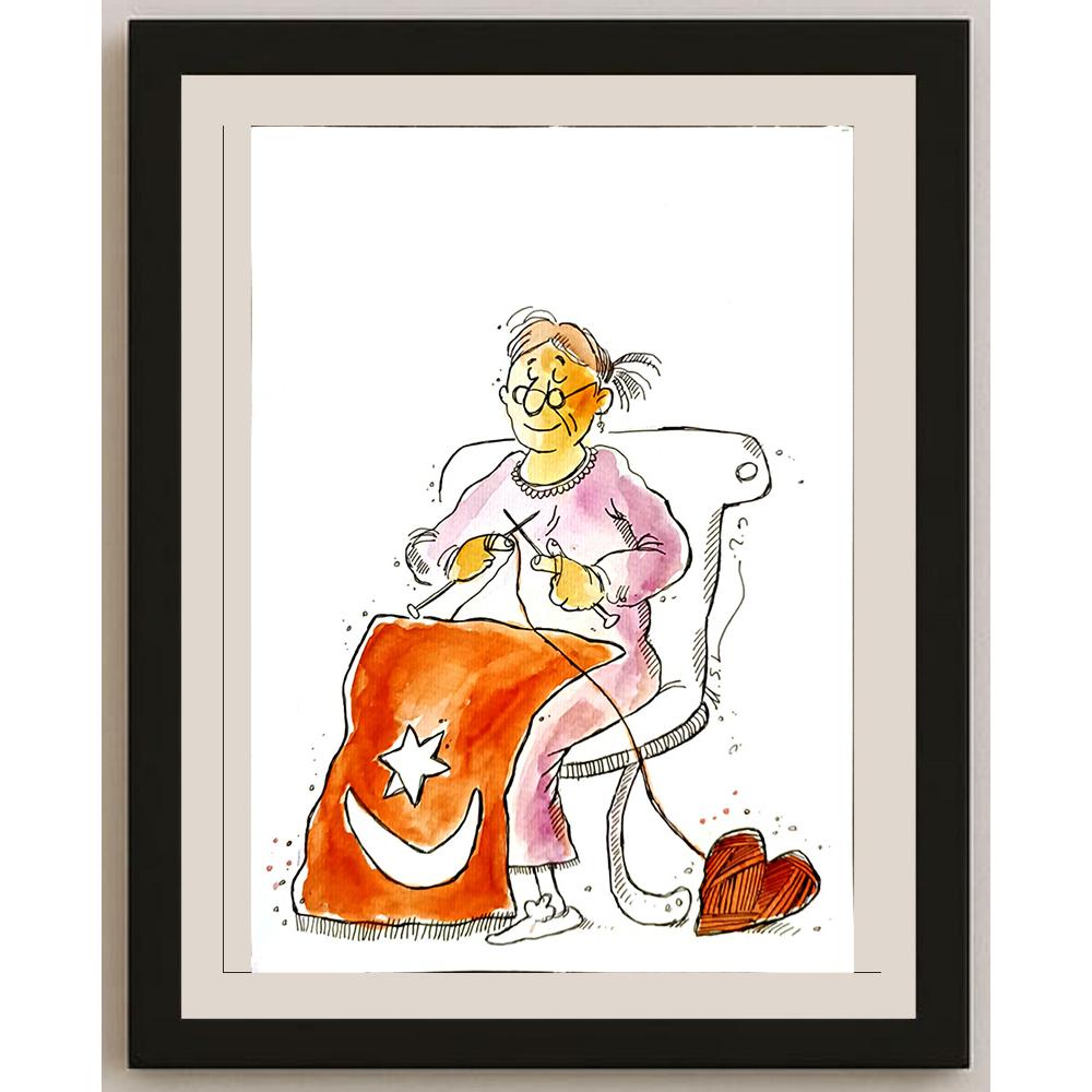 Mohammad Saleh Razm Hosseini 29x21cm Orijinal Karikatür BOD05274
