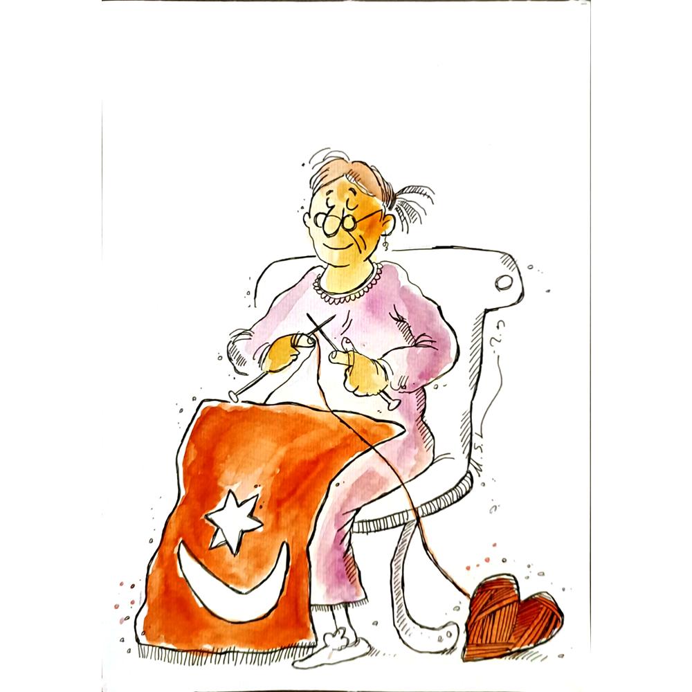 Mohammad Saleh Razm Hosseini 29x21cm Orijinal Karikatür BOD05274