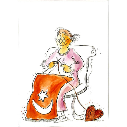 Mohammad Saleh Razm Hosseini 29x21cm Orijinal Karikatür BOD05274