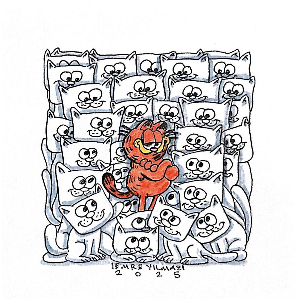 Emre Yılmaz 20x20cm Garfield Orijinal Karikatür BOD05325