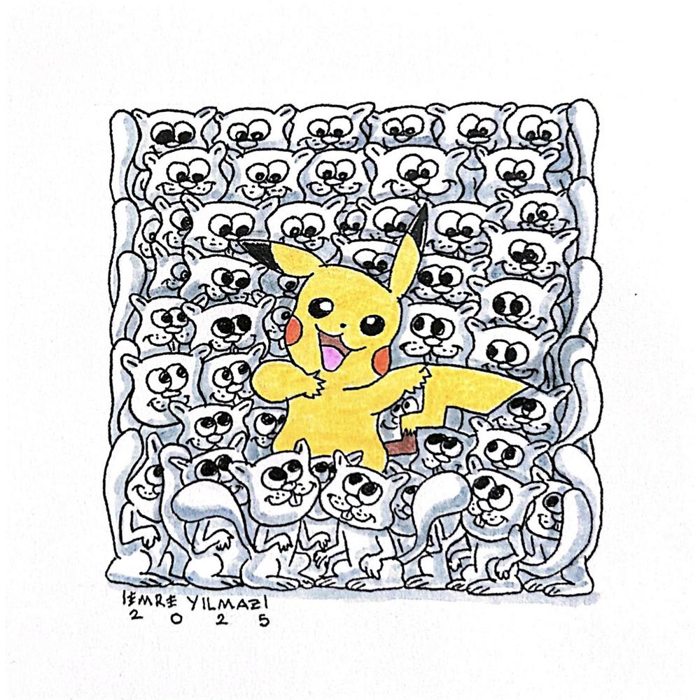 Emre Yılmaz 20x20cm Pikachu Orijinal Karikatür BOD05327