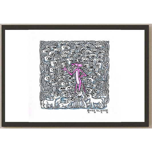 Emre Yılmaz 20x20cm Pink Panther Orijinal Karikatür BOD05328
