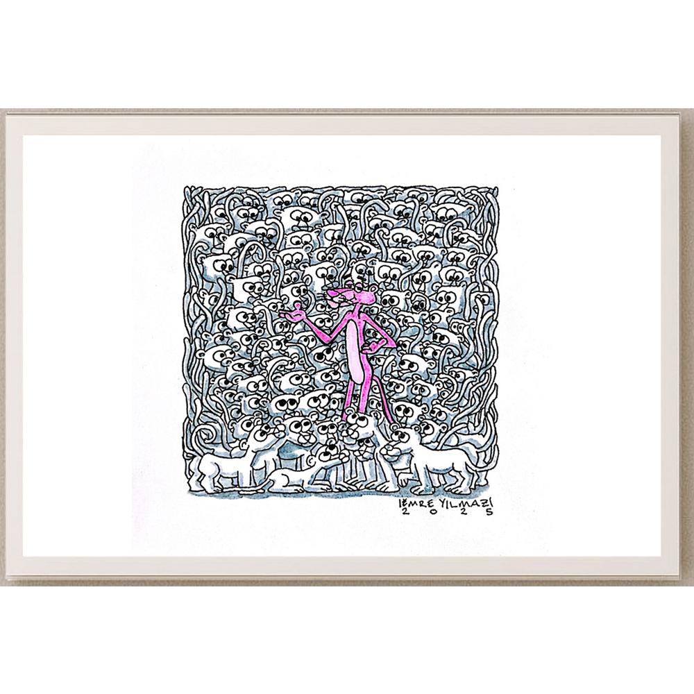 Emre Yılmaz 20x20cm Pink Panther Orijinal Karikatür BOD05328