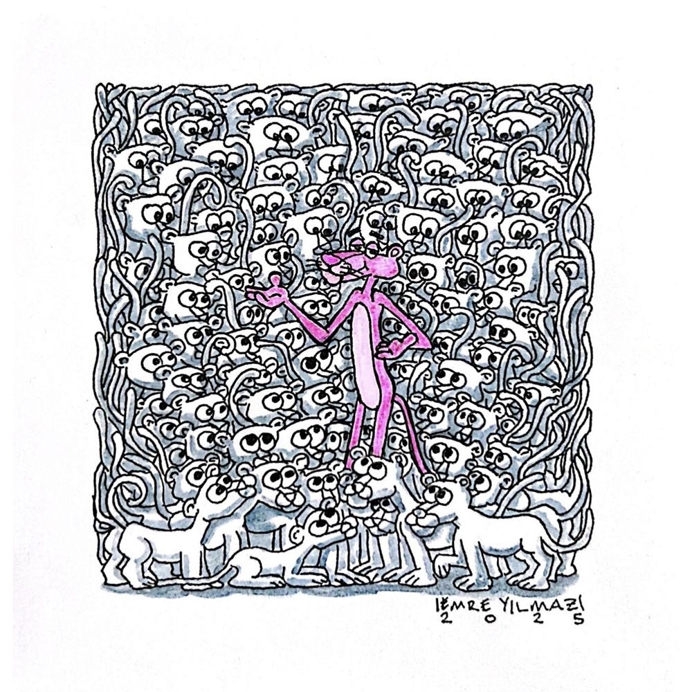 Emre Yılmaz 20x20cm Pink Panther Orijinal Karikatür BOD05328