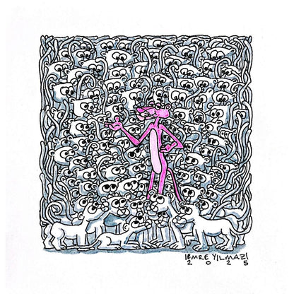 Emre Yılmaz 20x20cm Pink Panther Orijinal Karikatür BOD05328