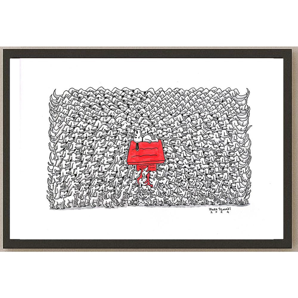 Emre Yılmaz 43x30cm Snoopy Orijinal Karikatür BOD05329