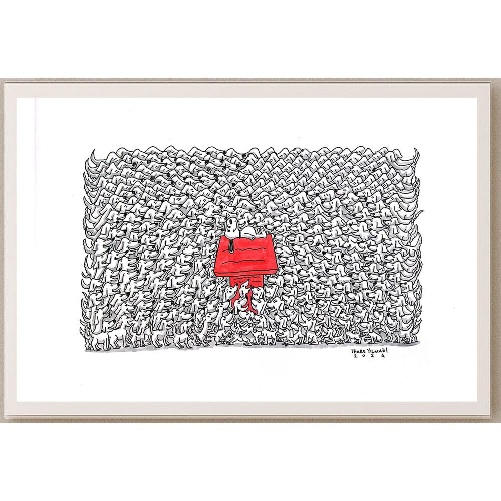Emre Yılmaz 43x30cm Snoopy Orijinal Karikatür BOD05329