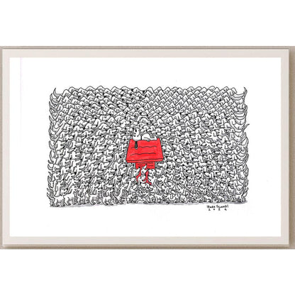 Emre Yılmaz 43x30cm Snoopy Orijinal Karikatür BOD05329