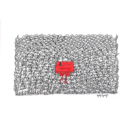 Emre Yılmaz 43x30cm Snoopy Orijinal Karikatür BOD05329