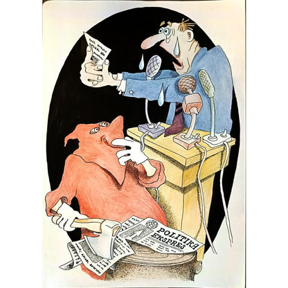 Anatoly Apchel 29x21cm Orijinal Karikatür BOD05382