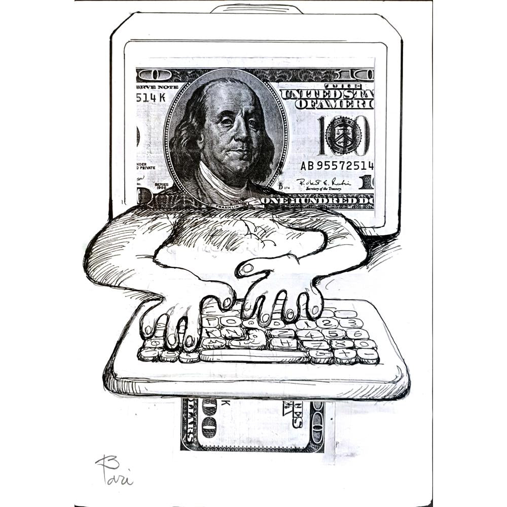Pari Mohammad Nabi 29x21cm Orijinal Karikatür BOD05397