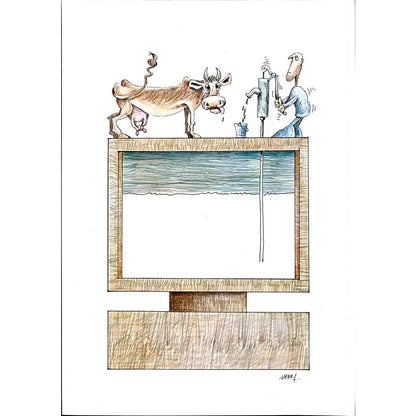 Frans Van Rompaev 29x21cm Orijinal Karikatür BOD05442