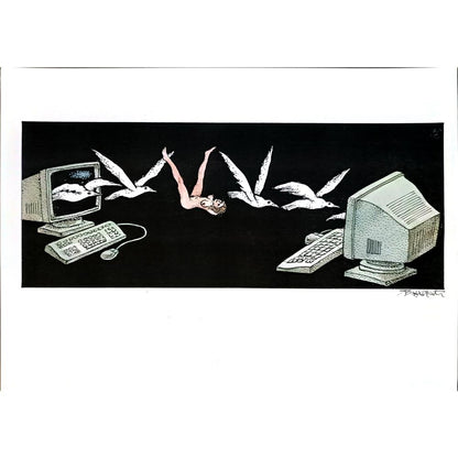 Jugoslav Vlahovic 29x21cm Orijinal Karikatür BOD05453