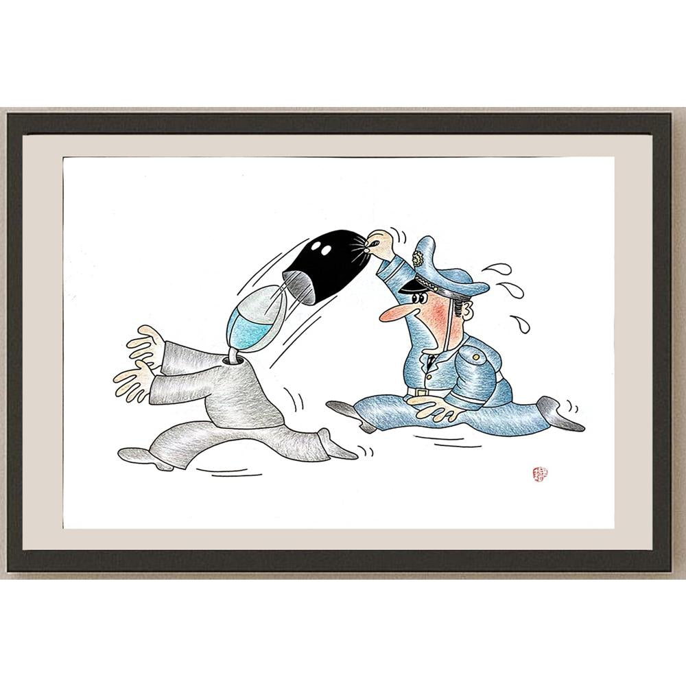Huang Kun 29x21cm Orijinal Karikatür BOD05455