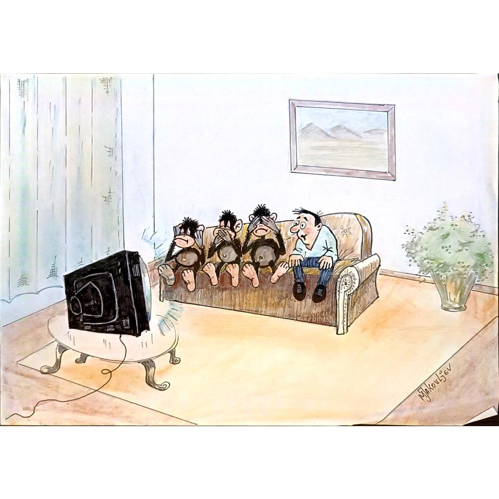 Miroslav Jakovljev 29x21cm Orijinal Karikatür BOD05459
