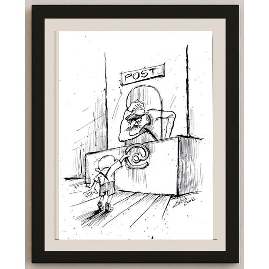 Edik Boghosian Korakaki 28x27cm Orijinal Karikatür BOD05465
