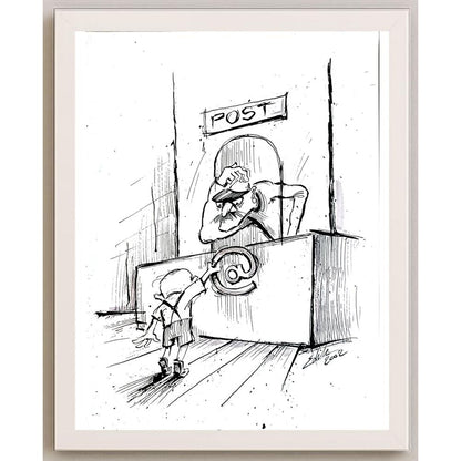 Edik Boghosian Korakaki 28x27cm Orijinal Karikatür BOD05465