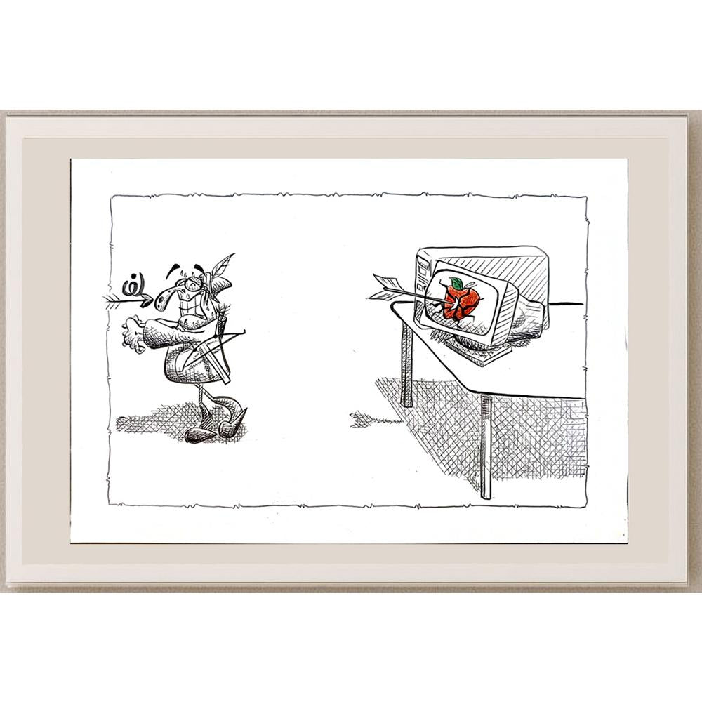 Mohamed Reza 21x15cm Orijinal Karikatür BOD05476